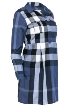 Burberry Brit - Navy Plaid Long Sleeve Dress Sz 4