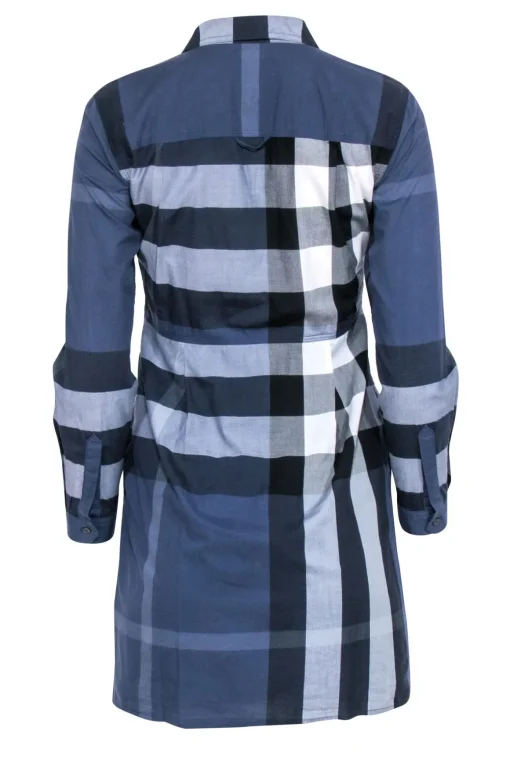 Burberry Brit - Navy Plaid Long Sleeve Dress Sz 4