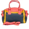 Burberry Prorsum - Navy, Peach & Yellow Hand Painted Leather Bowler Bag