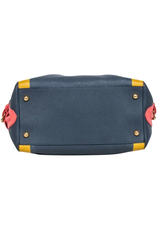 Burberry Prorsum - Navy, Peach & Yellow Hand Painted Leather Bowler Bag