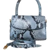 By Far - Blue Snakeskin Mini Convertible Flap Crossbody