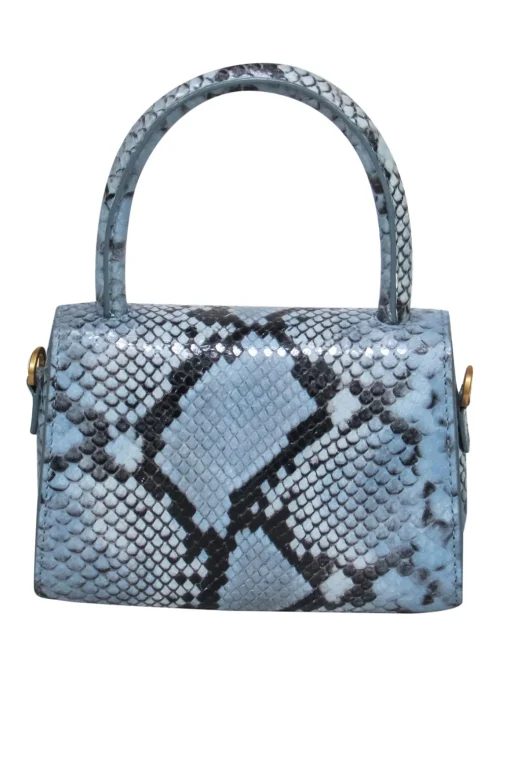 By Far - Blue Snakeskin Mini Convertible Flap Crossbody