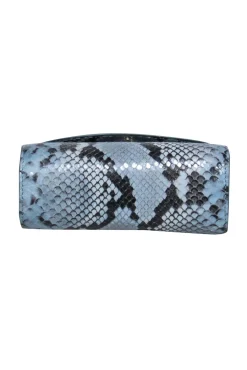 By Far - Blue Snakeskin Mini Convertible Flap Crossbody