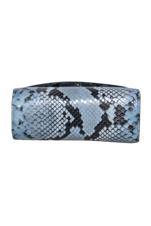 By Far - Blue Snakeskin Mini Convertible Flap Crossbody