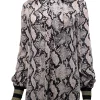 By Malene Birger - Beige & Black Snakeskin Print Long Sleeve Top Sz 4