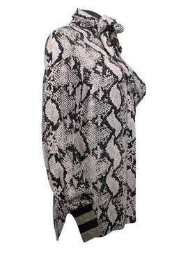 By Malene Birger - Beige & Black Snakeskin Print Long Sleeve Top Sz 4