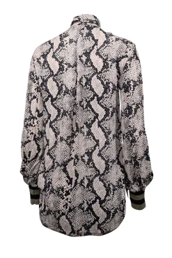 By Malene Birger - Beige & Black Snakeskin Print Long Sleeve Top Sz 4
