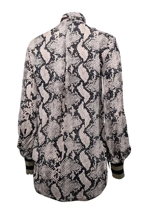 By Malene Birger - Beige & Black Snakeskin Print Long Sleeve Top Sz 4