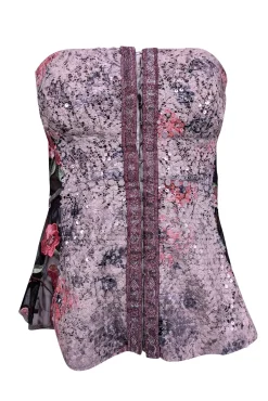 Byron Lans - Black, Beige, & Pink Sequin Embellished Bustier Top Sz 2