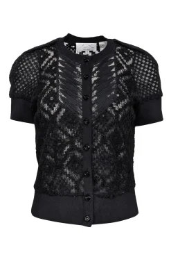 Byron Lars - Black Knit Short Sleeve Cardigan Sz 8