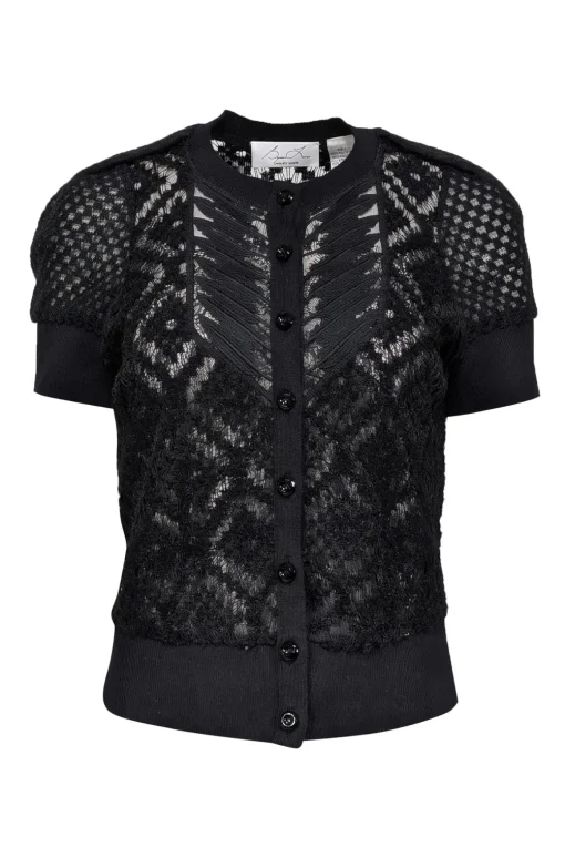 Byron Lars - Black Knit Short Sleeve Cardigan Sz 8