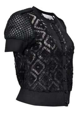 Byron Lars - Black Knit Short Sleeve Cardigan Sz 8