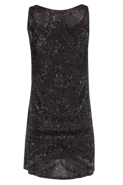 Calypso - Brown Beaded Sleeveless Shift Dress Sz S