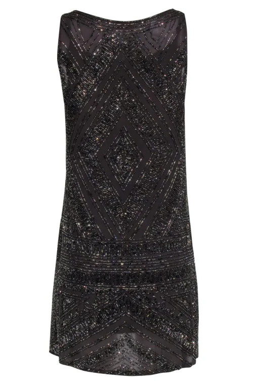 Calypso - Brown Beaded Sleeveless Shift Dress Sz S