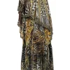 Camilla - Brown Leopard & Tiger Print Off The Shoulder Maxi Dress Sz S