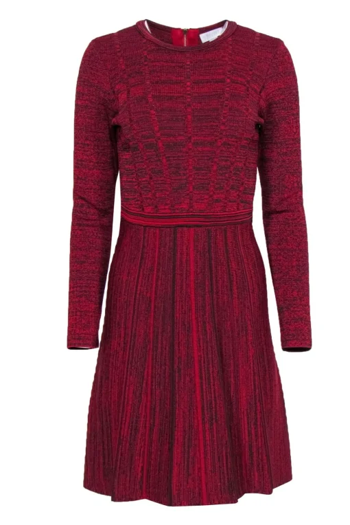 Carlisle - Black & Red Marbled Knit A-Line Dress Sz XS