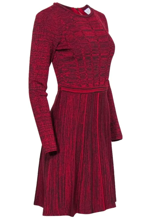 Carlisle - Black & Red Marbled Knit A-Line Dress Sz XS
