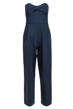 Carlisle - Navy Stripe Strapless Wool Jumpsuit Sz 4
