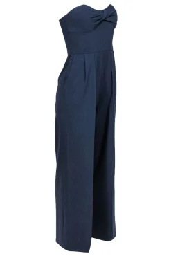 Carlisle - Navy Stripe Strapless Wool Jumpsuit Sz 4