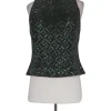 Carmen Marc Valvo - Green Beaded Silk Top Sz 10