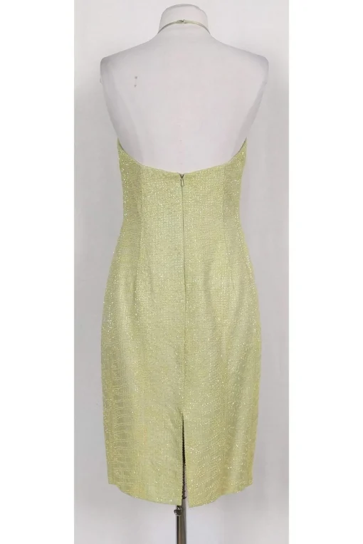 Carmen Marc Valvo - Green Beaded Halter Dress Sz 6