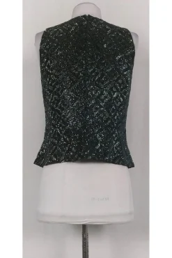 Carmen Marc Valvo - Green Beaded Silk Top Sz 10