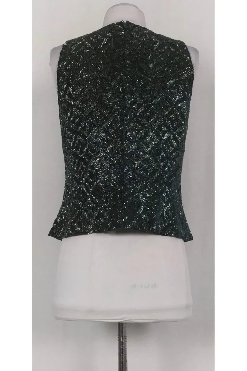 Carmen Marc Valvo - Green Beaded Silk Top Sz 10