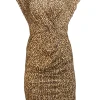 Carolina Herrera - Brown & Yellow Spotted Print Cap Sleeve Dress Sz 4
