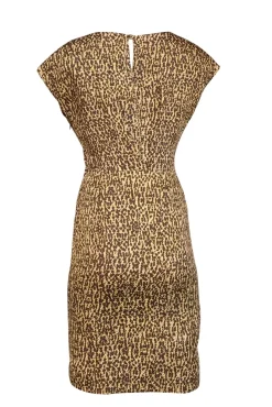 Carolina Herrera - Brown & Yellow Spotted Print Cap Sleeve Dress Sz 4