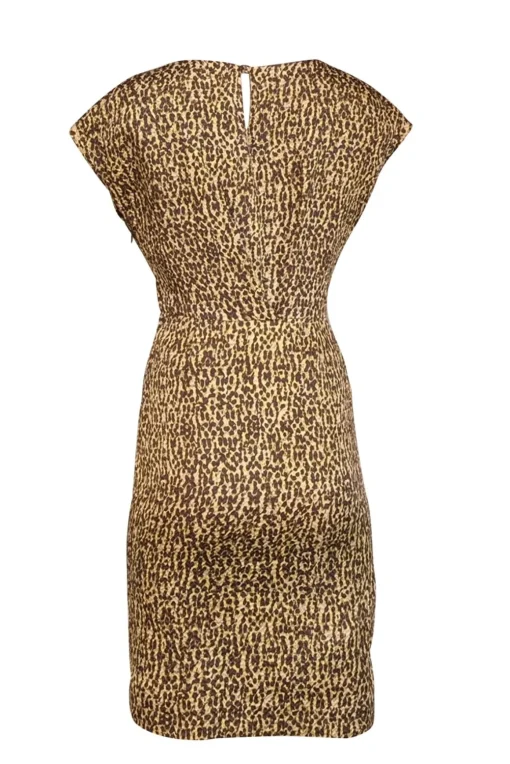 Carolina Herrera - Brown & Yellow Spotted Print Cap Sleeve Dress Sz 4