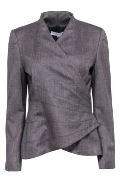 Carolina Herrera - Grey Tweed Wrap Blazer Sz 10
