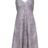 Carolina Herrera - Ivory w/ Pink & Black Stripe Print Cotton Midi Dress Sz 8