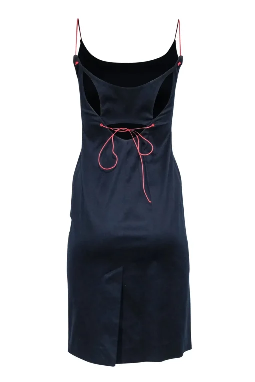 Carolina Herrera - Navy w/ Red Spaghetti Strap Midi Dress Sz 2