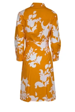 Carolina Herrera - Orange & White Floral Print Cotton Shirtdress Sz 8