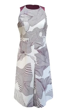 Carolina Herrera - Purple & White Print Sleeveless Dress Sz 6