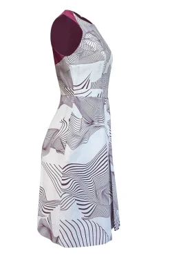 Carolina Herrera - Purple & White Print Sleeveless Dress Sz 6