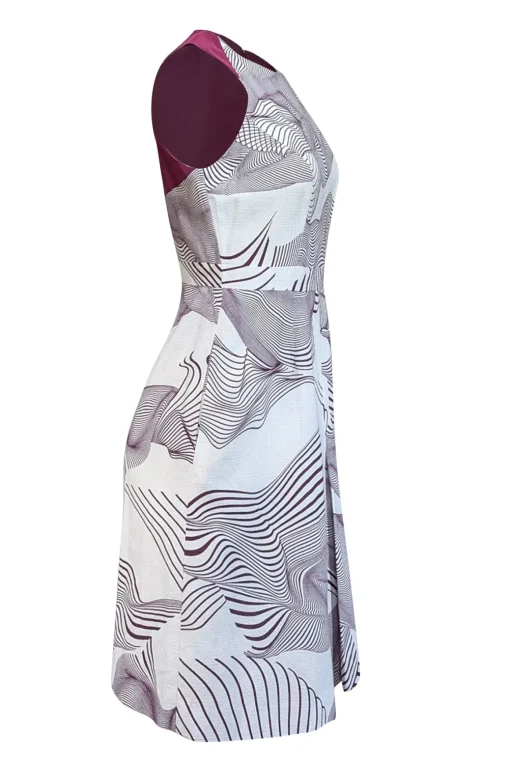 Carolina Herrera - Purple & White Print Sleeveless Dress Sz 6