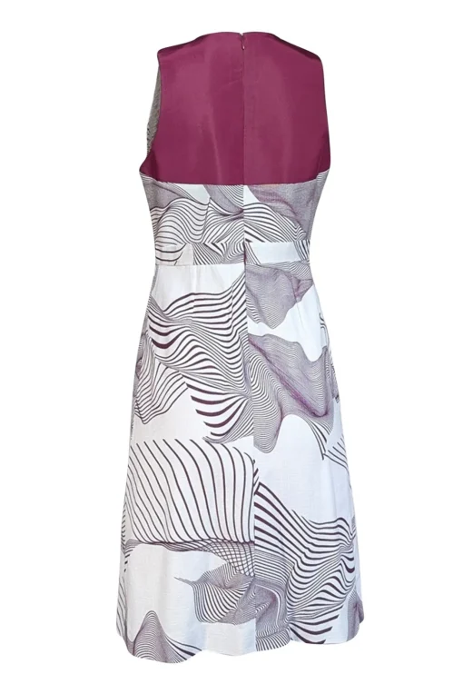 Carolina Herrera - Purple & White Print Sleeveless Dress Sz 6