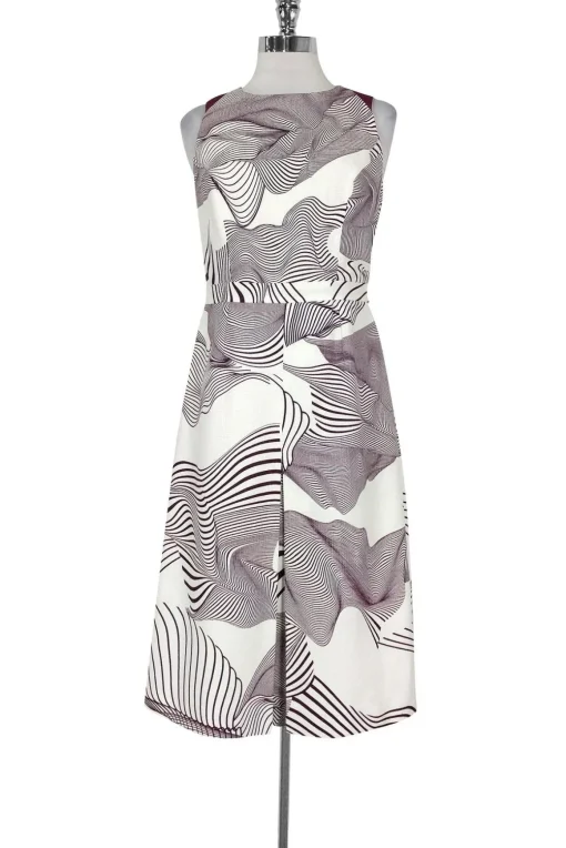 Carolina Herrera - White & Purple Printed Dress Sz 8