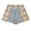 Carolina K - Cream, Blue, Yellow, & Rust Floral Print Pleated Shorts Sz M