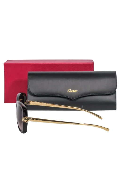 Cartier - Brown Tortoise Sunglasses w/ Gold Legs