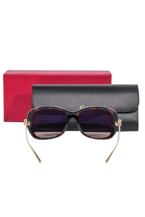 Cartier - Brown Tortoise Sunglasses w/ Gold Legs