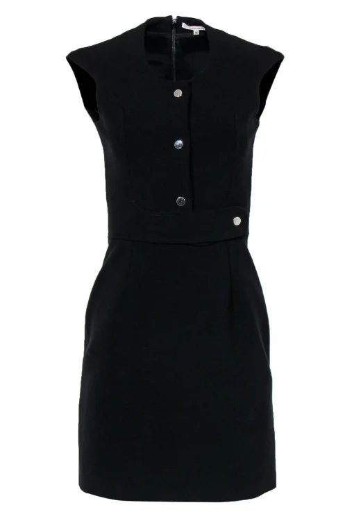 Carven - Black Sheath Dress w/ Silver Button Detailing Sz 4