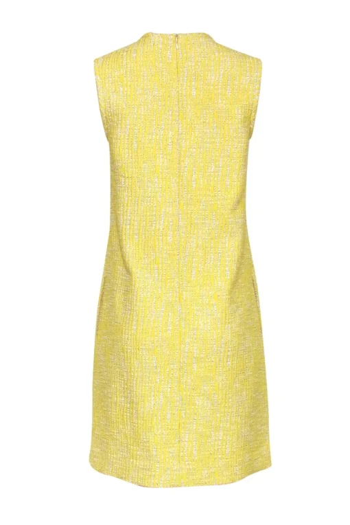 Carven - Yellow Sleeveless Tweed Shift Dress w/ Pockets Sz 8