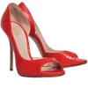 Casadei - Orange Snakeskin Textured Open Toe Pumps Sz 6
