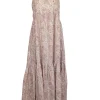Cassandra Harper - Cream, Pink, Green, & Beige Print Sleeveless Maxi Dress Sz L