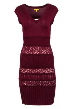 Catherine Malandrino - Burgundy Ribbed Knit Sleeveless Dress Sz S