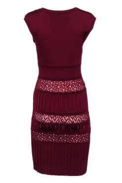 Catherine Malandrino - Burgundy Ribbed Knit Sleeveless Dress Sz S