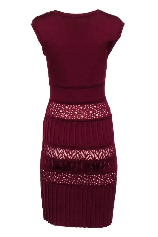Catherine Malandrino - Burgundy Ribbed Knit Sleeveless Dress Sz S