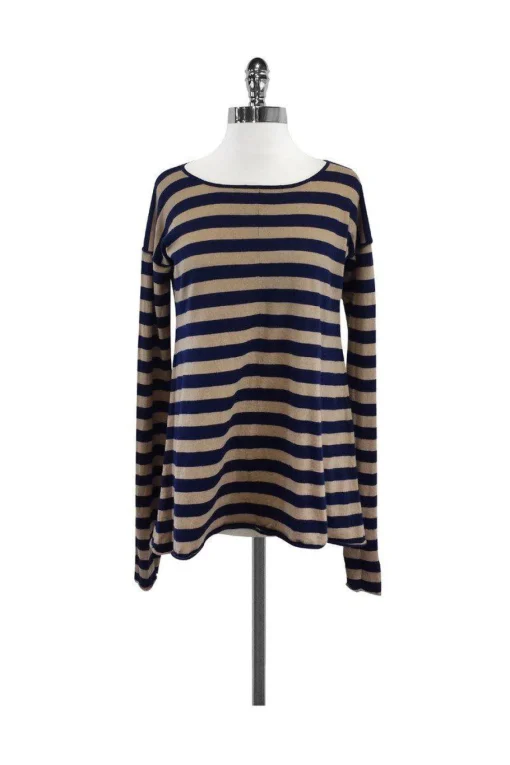 Catherine Malandrino - Navy & Tan Striped Sweater Sz S
